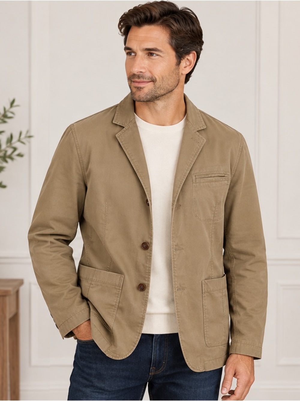 AFS Jeep Men's 3XL Khaki Cotton Blazer Sport Coat Elbow Patch Jacket